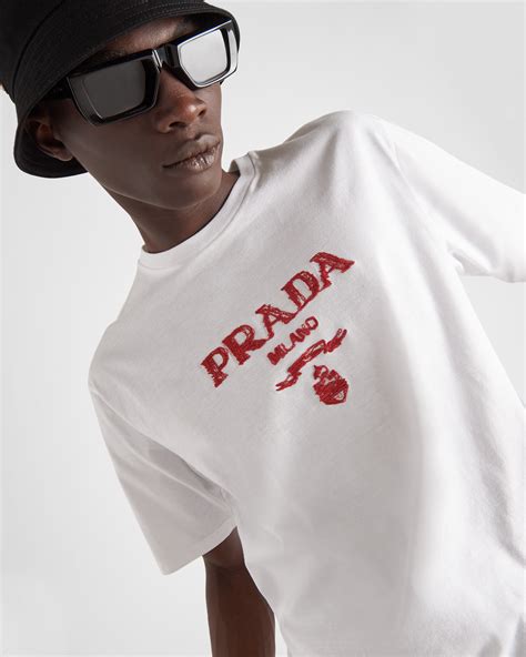 white and red prada t shirt|Prada milano t shirt price.